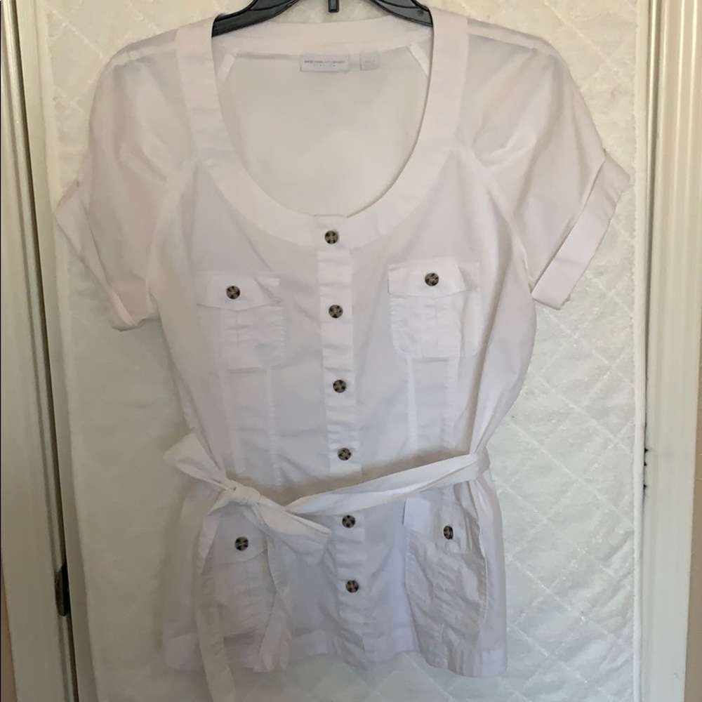 NY&Co White safari like bottom up shirt